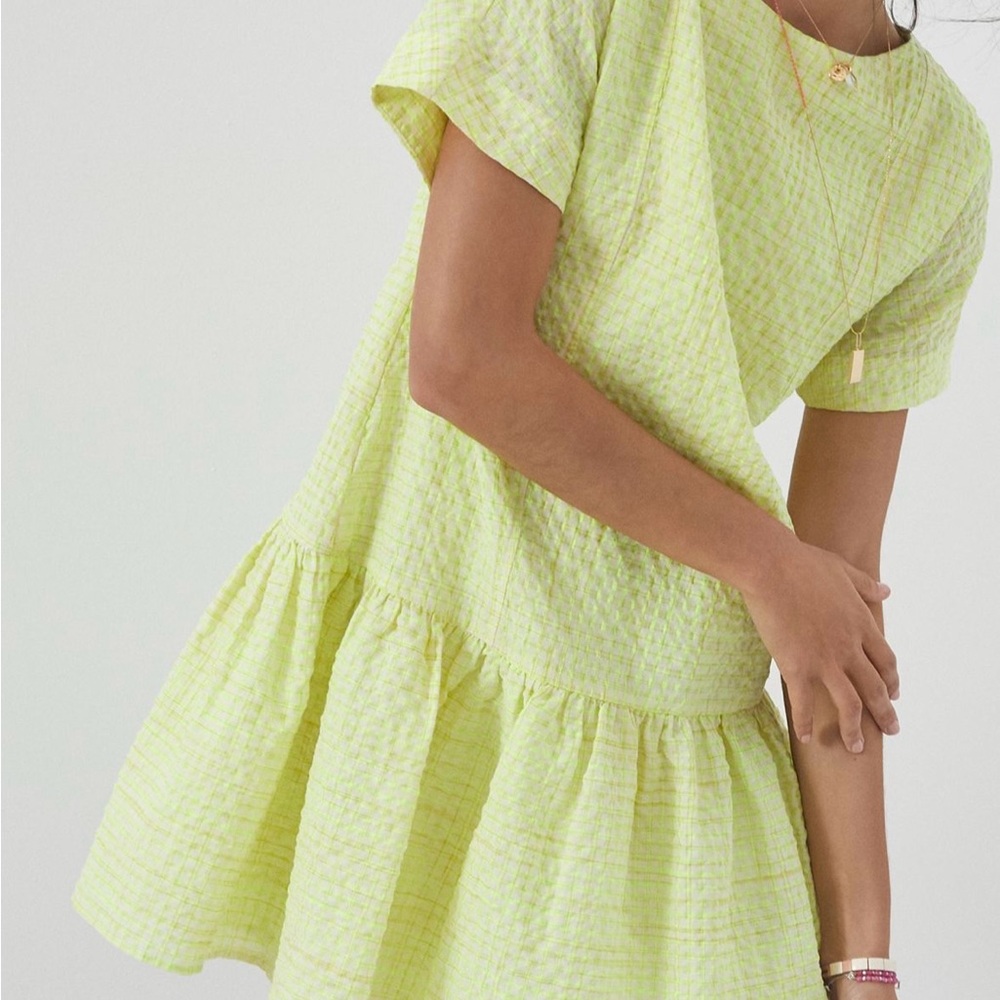 Anthropologie Corey Lynn Calter Mariah Textured
Mini Dress neon yellow XL